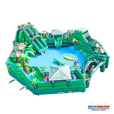 Большой надувной аквапарк с бассейном «Амазония», 30х30х7 м