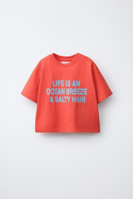 ZARA ФУТБОЛКА С НАДПИСЬЮ, КРАСНЫЙ