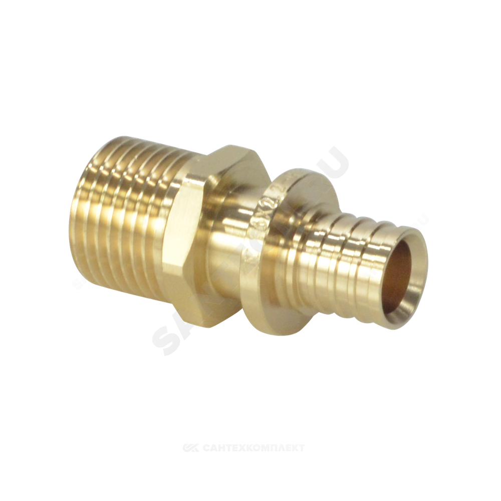 Муфта для PE-X труб аксиальная латунь Дн 20х1/2" НР РОС