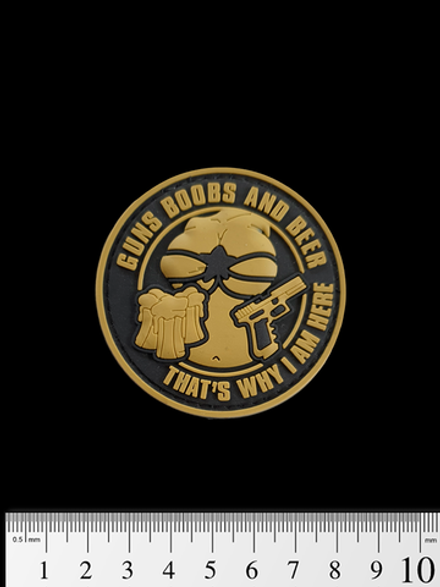 Шеврон Guns, Boobs & Beer PVC. Койот с чёрным