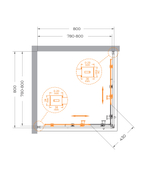 Душевой уголок Cezares RELAX-304-A-2-80-C-BORO, 80х80х200, профиль брашированное золото, прозрачное стекло