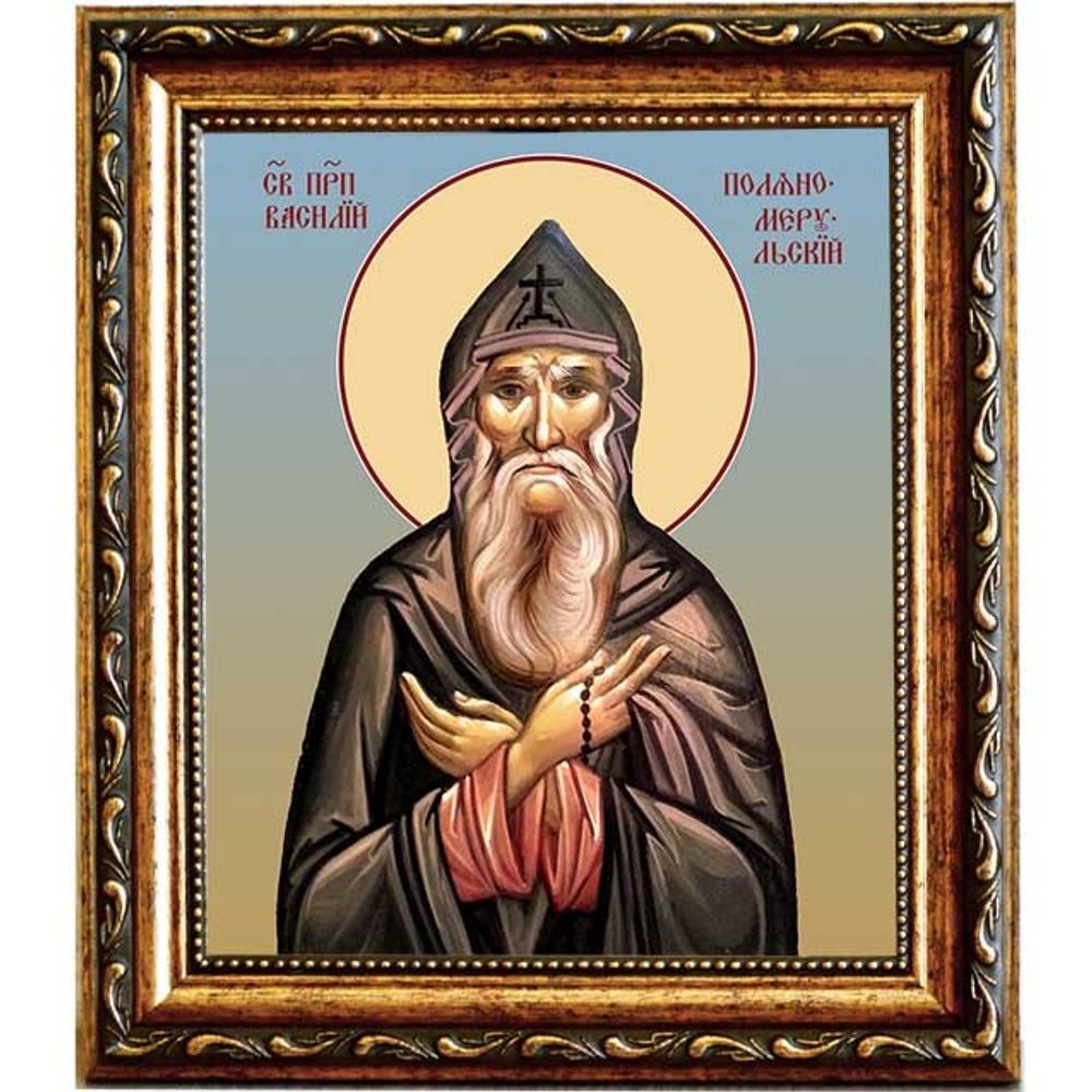 Василий Поляномерульский (Пояна-Мэрулуйский) преподобный. Икона на холсте.