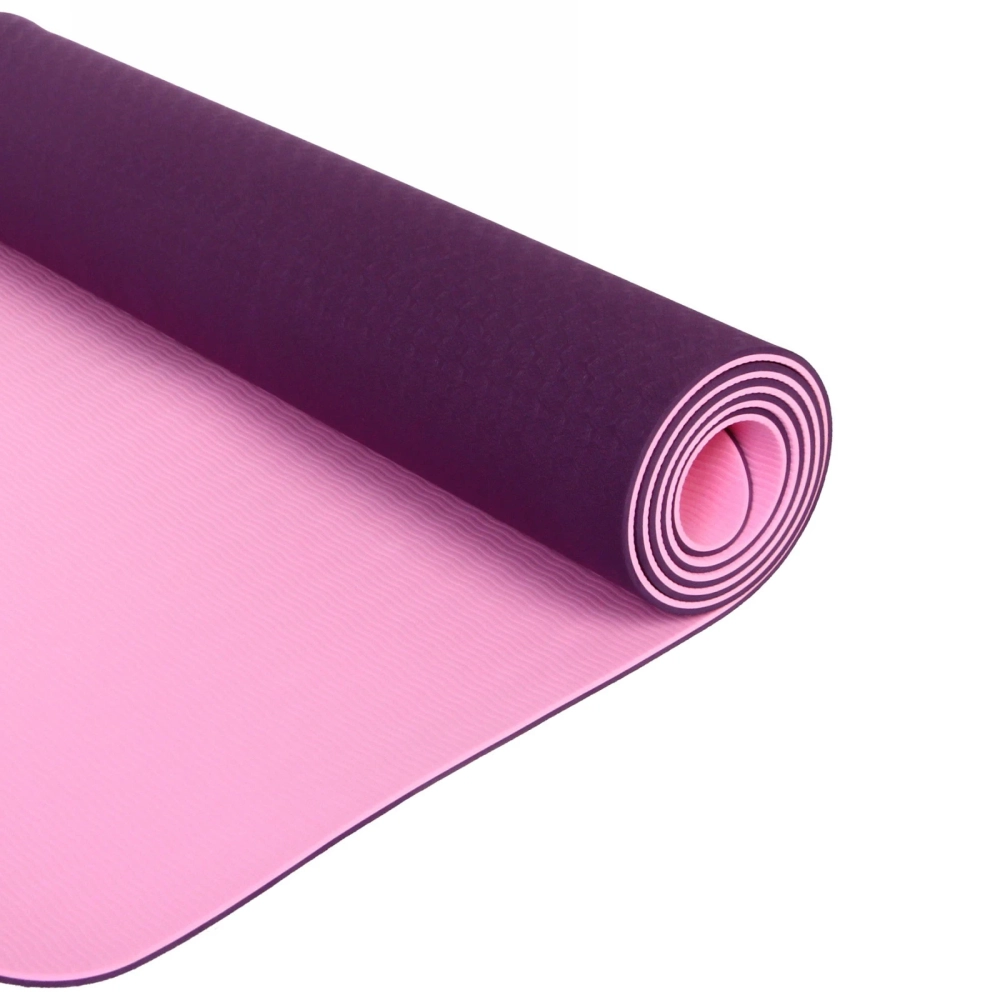 Коврик для йоги 6мм 61*183 см «Гармония» 2х сторонний, фиолетовый/розовый