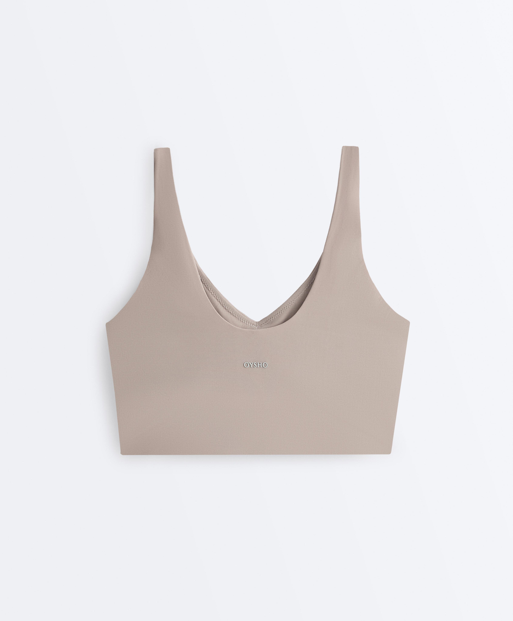 Oysho Топ Light Touch с перекрестной спинкой, темно-серый