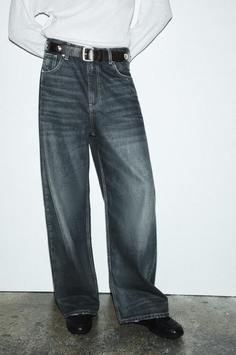 ZARA ДЖИНСЫ TRF EXTRA WIDE LEG С ВЫСОКОЙ ПОСАДКОЙ, МОРСКОЙ СИНИЙ