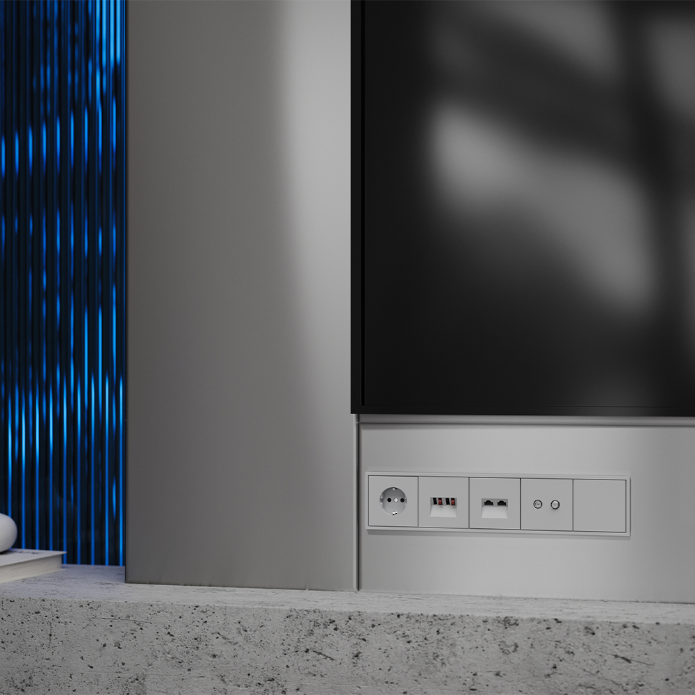 Накладка для розетки компьютерной двойной RJ45+RJ45 кат.6, S70 (серый)