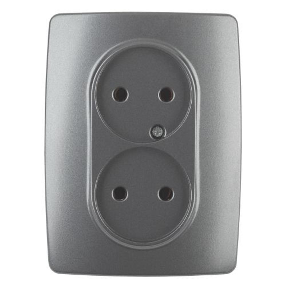 Розетка 2-м СП Эра12 12-2107-12 16А IP20 16AX 250В 2х2P графит Эра Б0031244