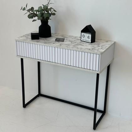 Туалетный столик консоль ROYAL 5011 эко (Мрамор Каррара-Черный)