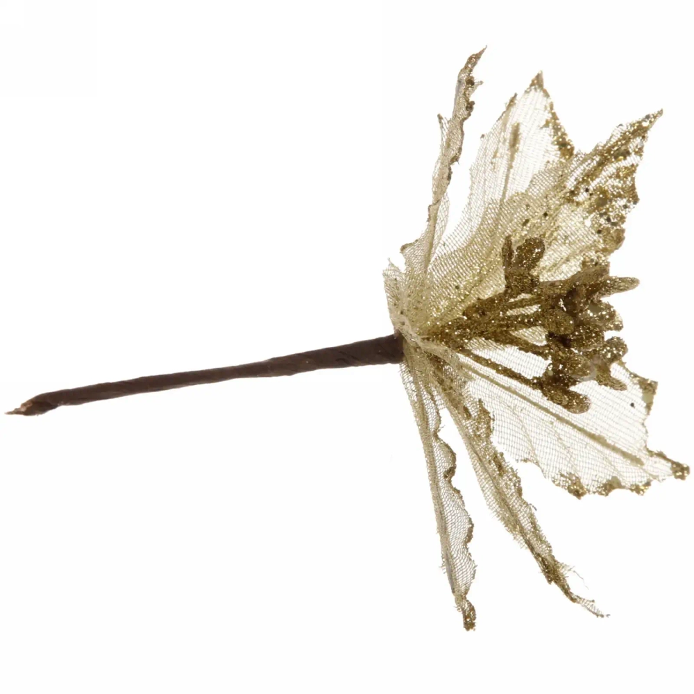 Украшение новогоднее «Пуансеттия-Вуаль» 15 см, Золото