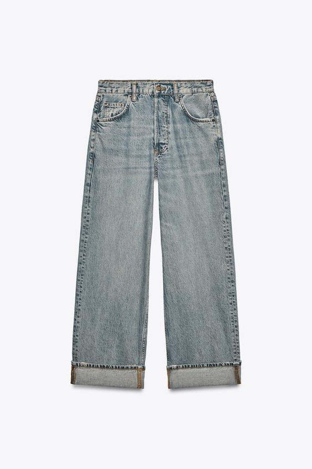 ZARA ДЖИНСЫ BAGGY СО СРЕДНЕЙ ПОСАДКОЙ — ZW COLLECTION, СЕРО-СИНИЙ