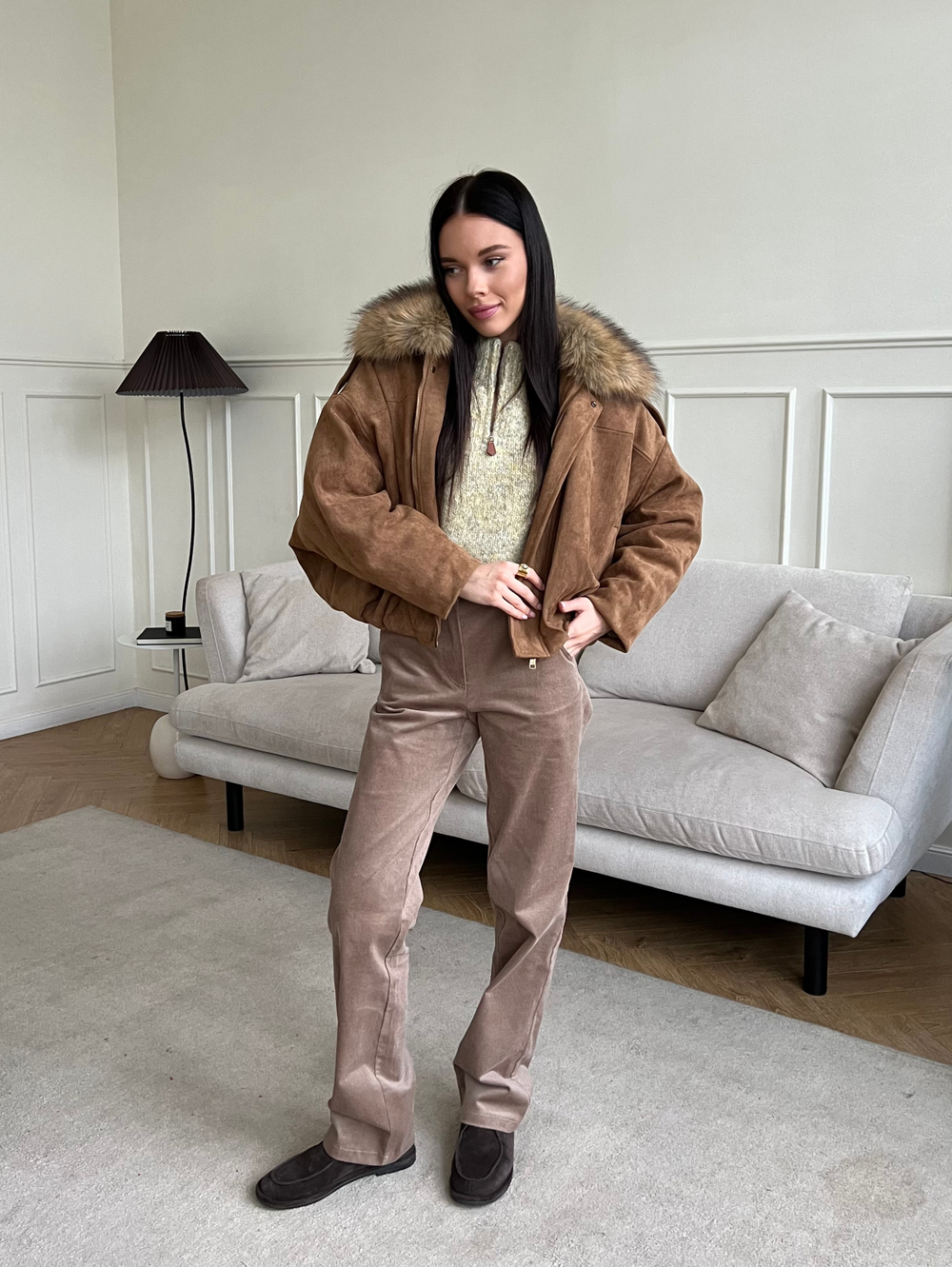 Парка замшевая карамель