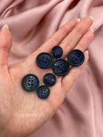 Пуговицы Эрме. на прокол черные с синими прожилками