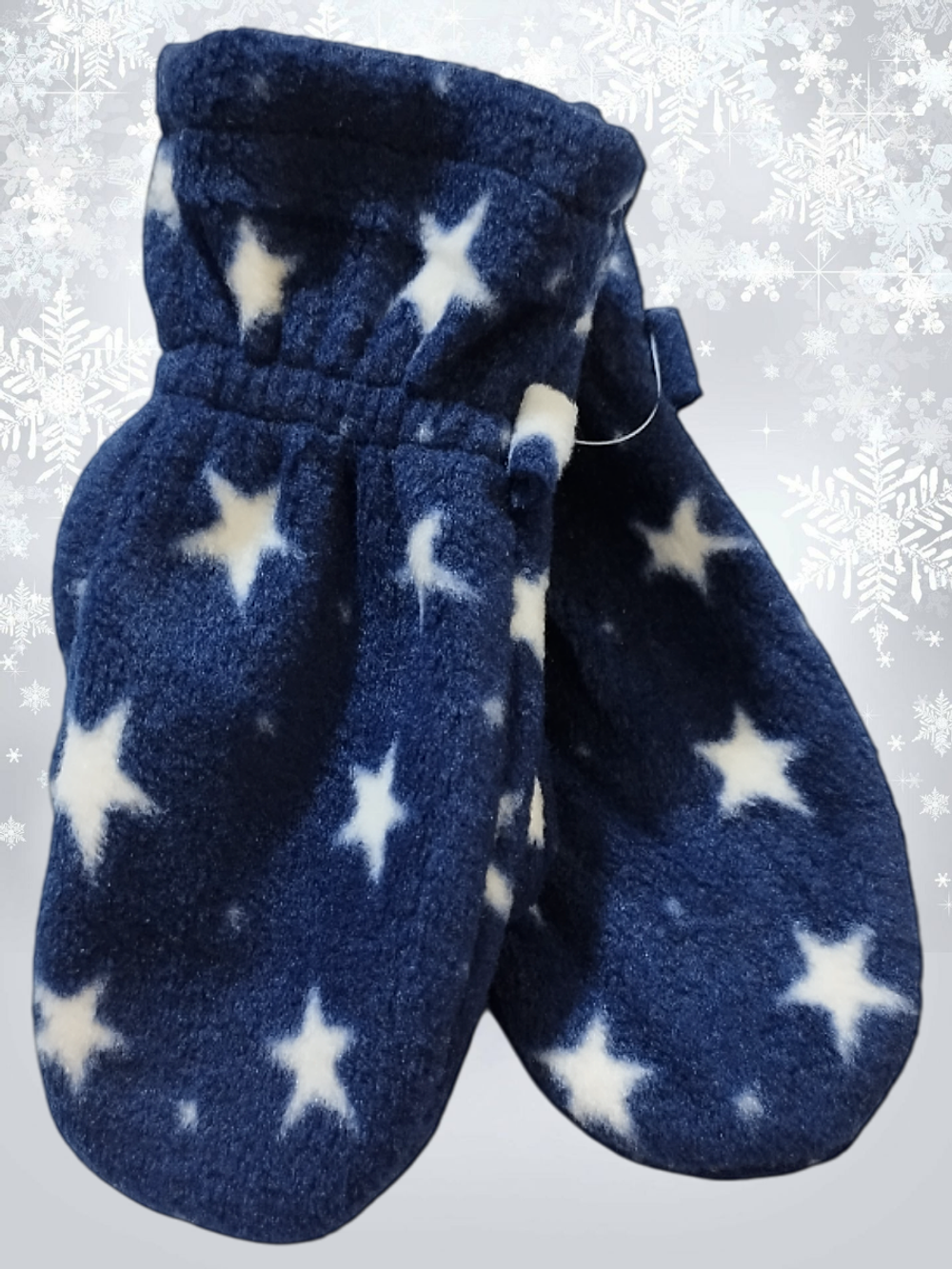 5005 Варежки детские флисовые звезды на синем (12)