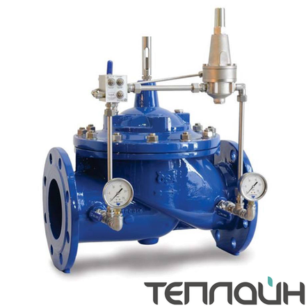 Клапан перепускной пилотный / Регулятор давления «До себя» из высокопрочного чугуна АСТА Р02/03 АСТА-Р02/03-100-169-М(NBR)-16-02-70-Ф PN 16 DN 100