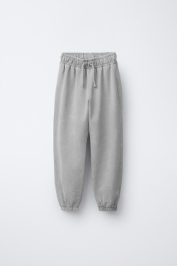 ZARA БРЮКИ-ДЖОГГЕРЫ С ЭФФЕКТОМ ПОТЕРТОСТИ, СВЕТЛО-СЕРЫЙ