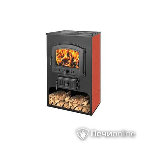 Печь-камин Везувий ПК-03 (224) с плитой ВЕЗУВИЙ В3 (красн.) 12 кВт(200 м3)