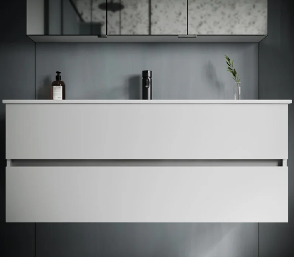 Тумба подвесная SANCOS Urban 1190х450х550, c двумя ящиками оснащенными доводчиками, белый глянец , арт. UR120-1W