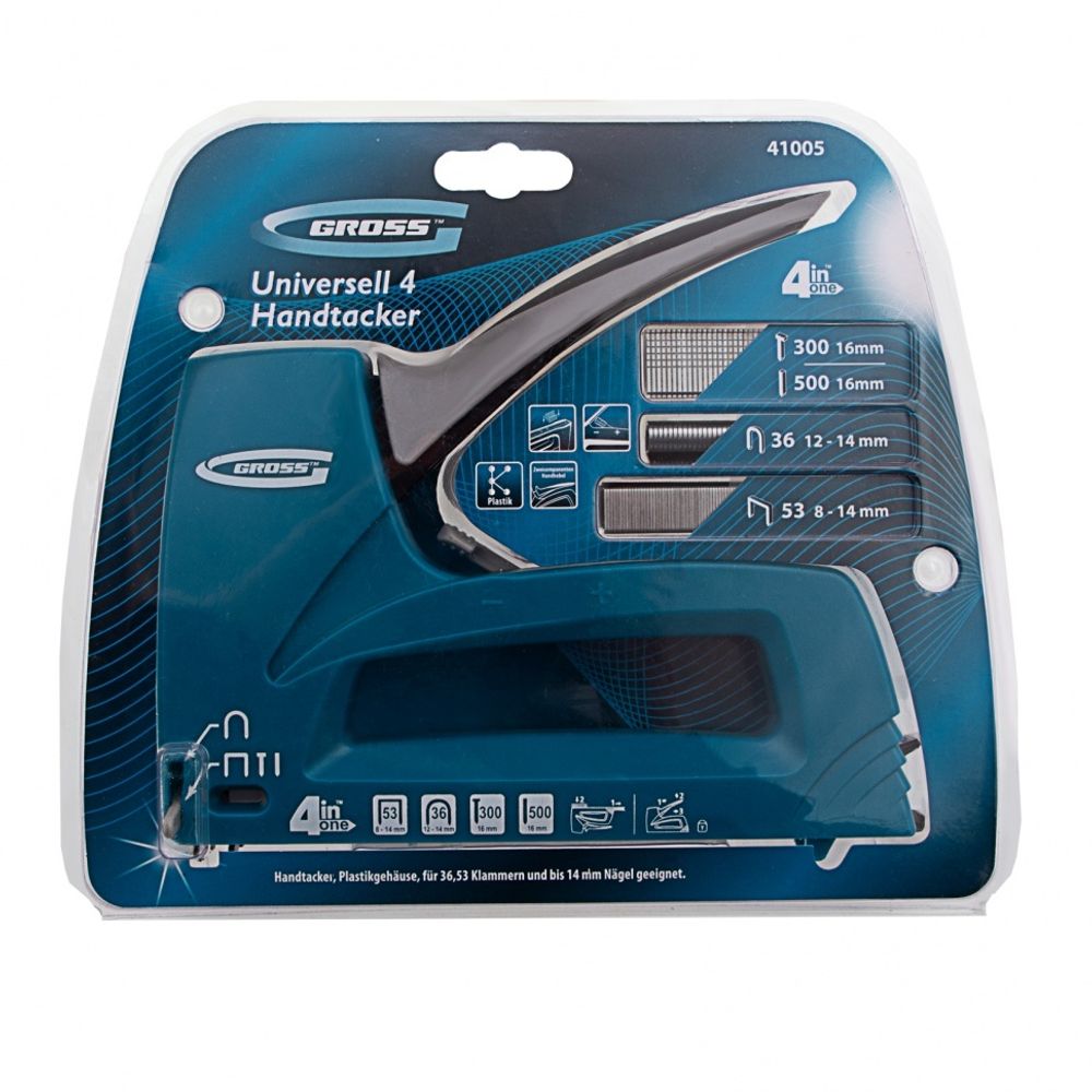 Степлер мебельный универс. (Universell 4) пласт, 4-функц, тип скобы 53, 36, 300, 500, 8-14мм// Gross 41005