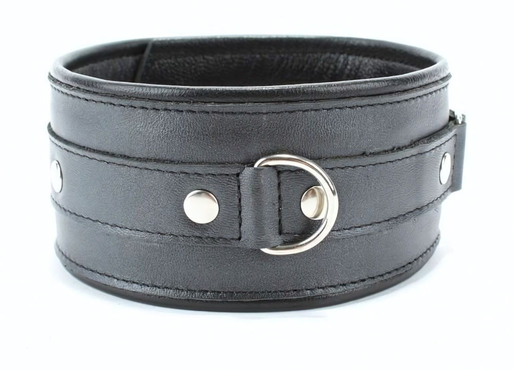 Черный ошейник из гладкой кожи (Цвет: черный)