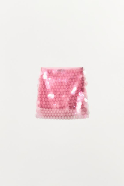 ZARA МИНИ-ЮБКА С ПАЙЕТКАМИ, РОЗОВЫЙ