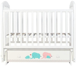 Кроватка детская Топотушки Сильвия 7 Слоники маятник, белая