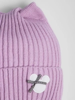 Шапка и снуд для девочки с ушками на завязках