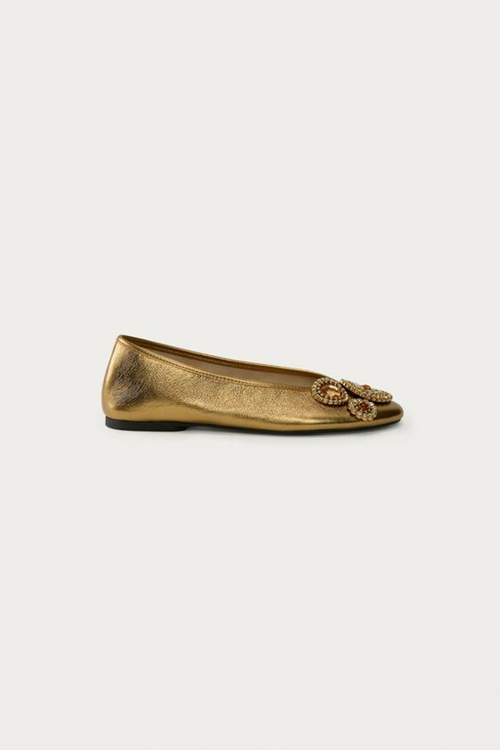 ZARA X MARISA BERENSON КОЖАНЫЕ БАЛЕТКИ, ЗОЛОТОЙ