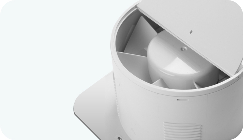 Вентилятор вытяжной VAKIO Smart EF-100 белый, с обратным клапаном предотвращающим опрокидывание тяги