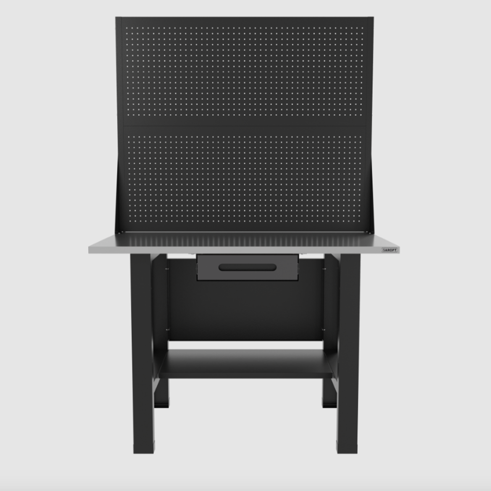 Верстак бестумбовый с ящиком и двумя экранами, серый/ Стол для слесарных работ 1200*700 GAROPT, Gt1200STY1PP2.grey