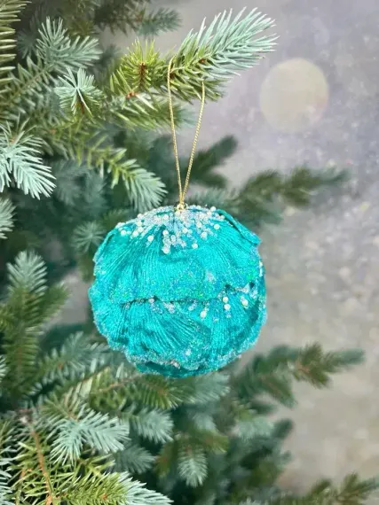 Винтажный шар Сокровища Посейдона - Порфира,10 см., бирюзовый, 1 шт., Christmas DeLuxe (86565)