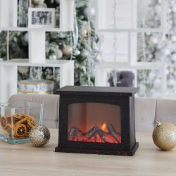 ULD-L2821-005-DNC-RED BLACK FIREPLACE Светильник светодиодный Камин с эффектом пламени. питание от батареек 3АА не в-к или USB в-к. 28х21см. 5 светодиодов. Корпус черный. TM Uniel