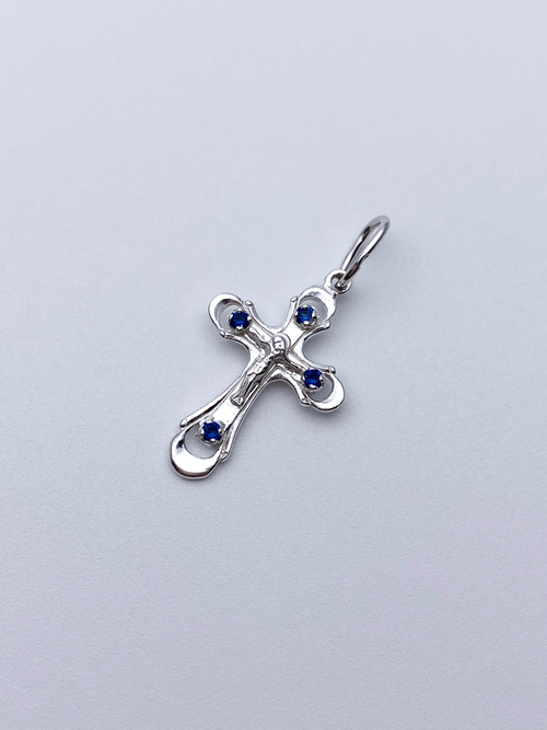 Крест из серебра/С подвижным ухом/С камнями