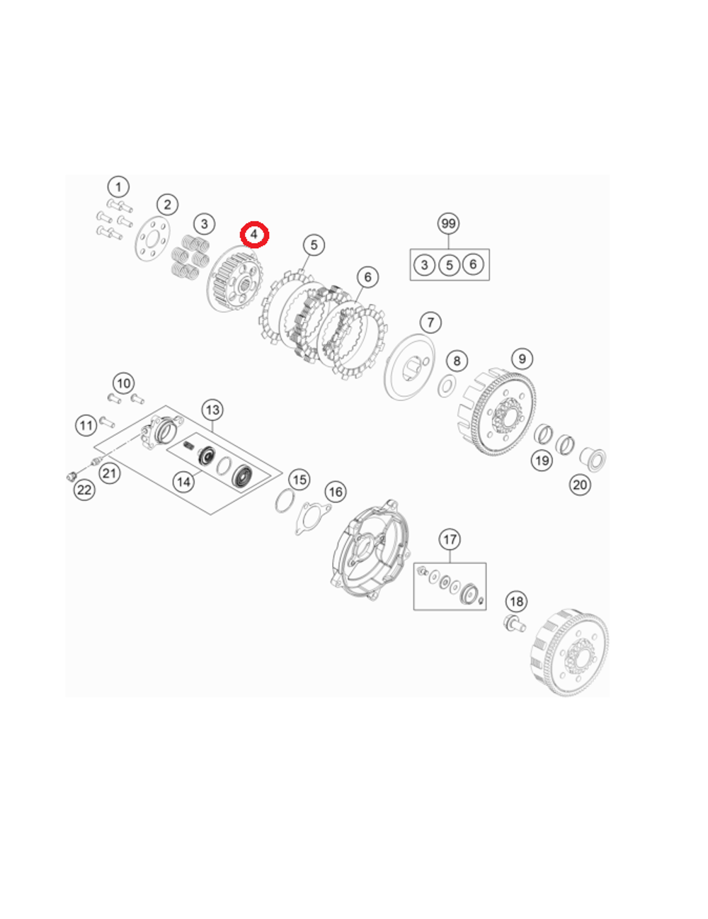 Корзина сцепления KTM, HQV, GASGAS MC-65 Внутрянняя
