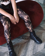 Черно-бежевые колготки с цветочным рисунком (Размер: S-M-L) (Цвет: бежевый)