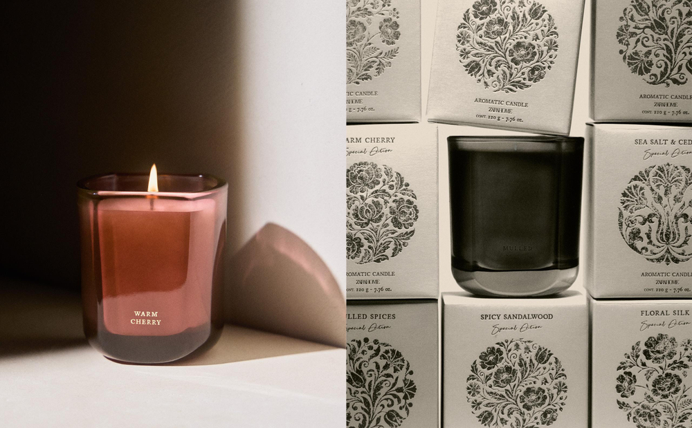 Zara Home Свеча ароматическая Warm Cherry 220 г, растительный воск, аромат фруктовый, Персиковый