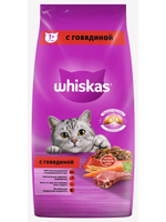 Сухой корм Whiskas для взрослых кошек, подушечки с говядиной, 5 кг
