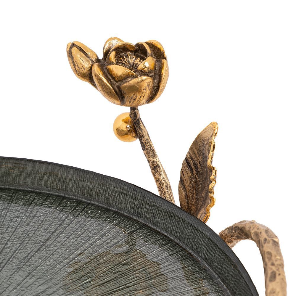 Фруктовница-конфетница Нимфея (поднос) Бронза Зеленый