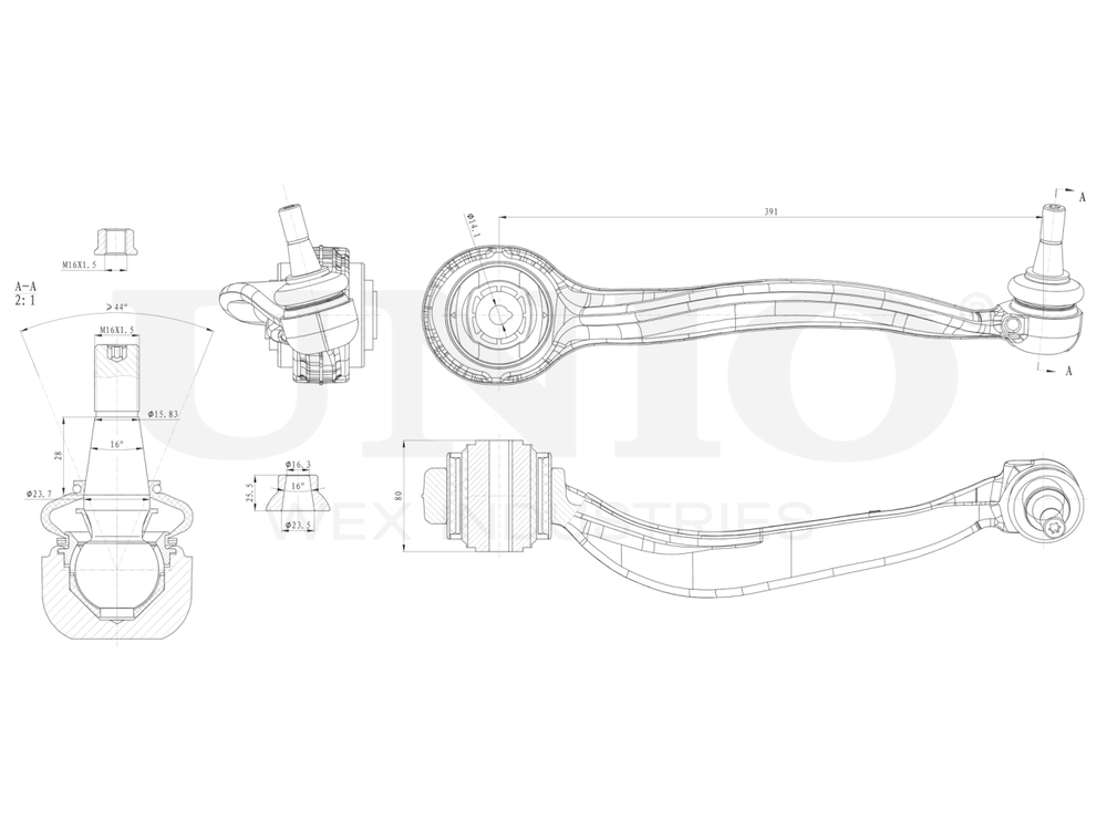 Рычаг подвески поперечный передний нижний правый UNIO SSP-40153