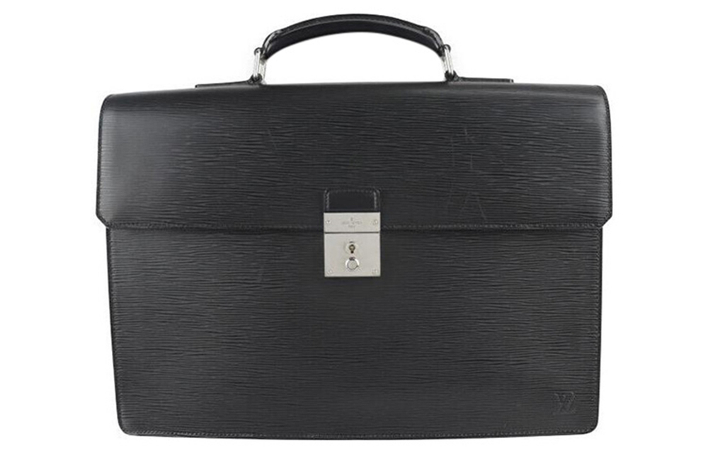 LOUIS VUITTON Leather Handbag Briefcase Regular Women"s Black