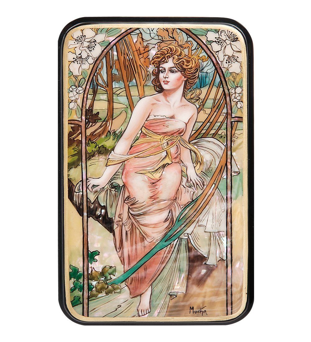 ШК-55/ 28 Шкатулка «Утреннее пробуждение» Альфонс Муха, исп. Маркова