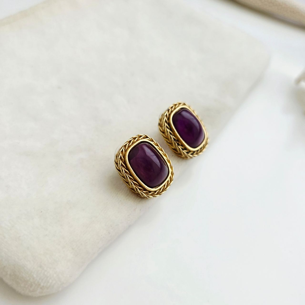 Серьги Givenchy с бордовым кабошонои