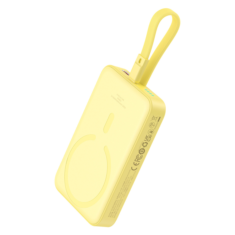 Внешний аккумулятор + Беспроводная зарядка Baseus Magnetic Mini iP Edition C+L+Qi 10000mAh 20W (MagSafe) - Lemon Yellow