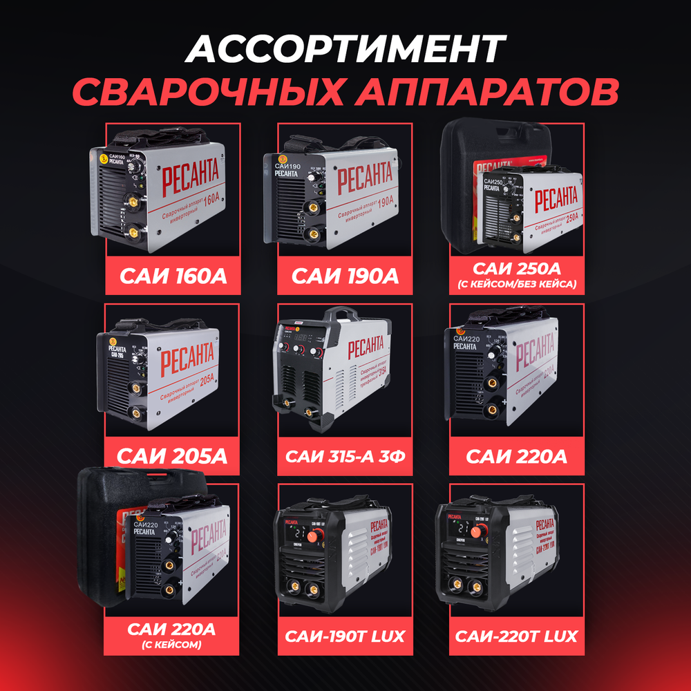 Сварочный аппарат инверторный Ресанта САИ-160 (ММА, 160 А, ПВ - 70%)