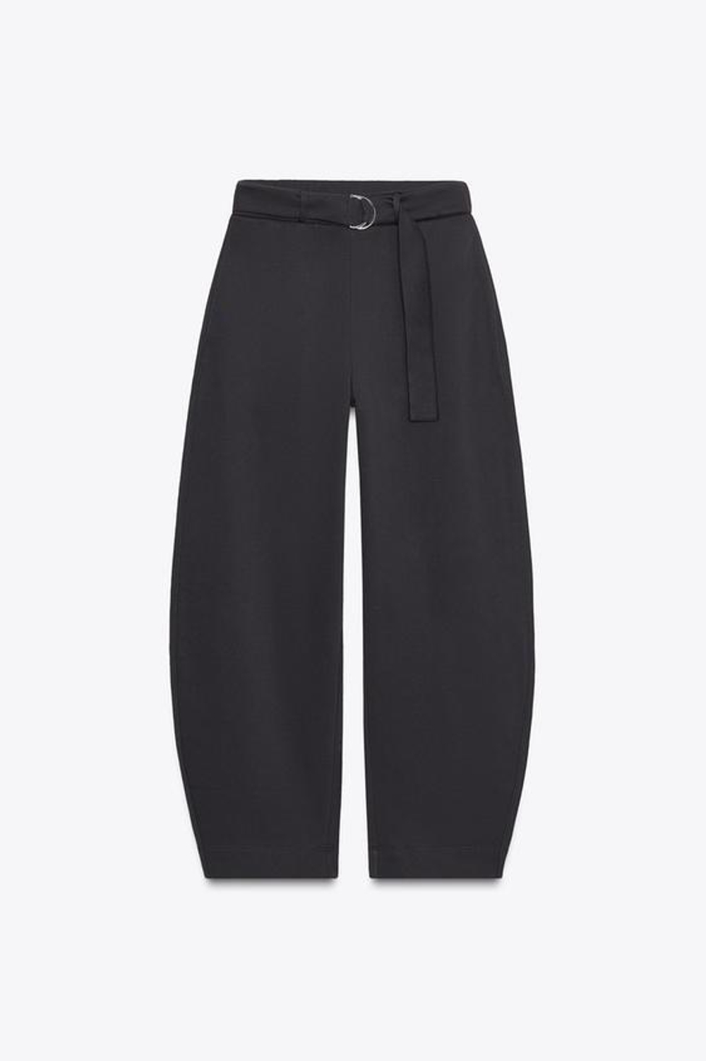 ZARA БРЮКИ ИЗ ФЛИСА С РЕМНЕМ, УГОЛЬНЫЙ