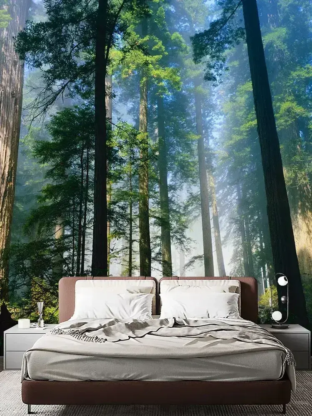 Фотообои сосновый лес в солнечных лучах на кухню 200х270