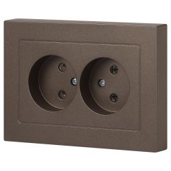 Розетка Intro Accent 6-204-08 2х2P, 16А-250В, IP20, СУ, AL/CU, бронза | Intro