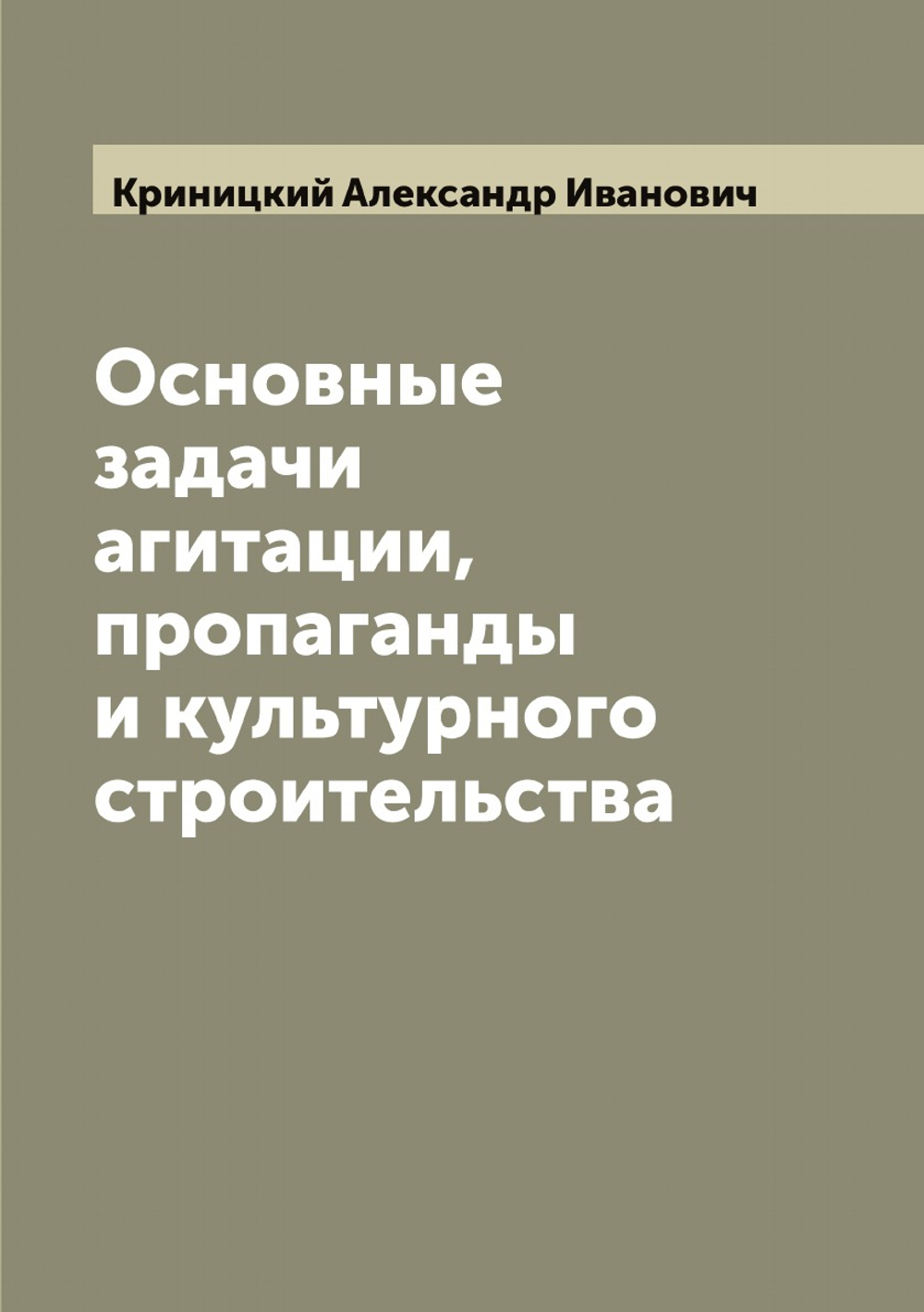 Основные задачи агитации, пропаганды и культурного строительства | Криницкий Александр Иванович
