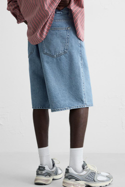ZARA ДЖИНСОВЫЕ ШОРТЫ BAGGY-FIT, СИНИЙ