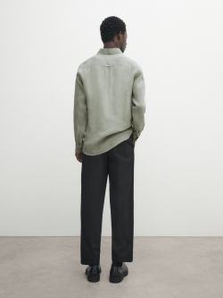 Massimo Dutti Рубашка классического кроя из 100% льна, светло-зеленый