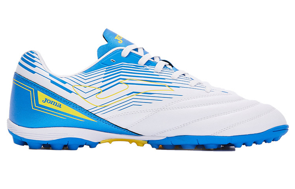 JOMA Homer round head lace-up TF (glue broken nails) shock absorption, non-slip and wear-resistant football shoes men's white and blue